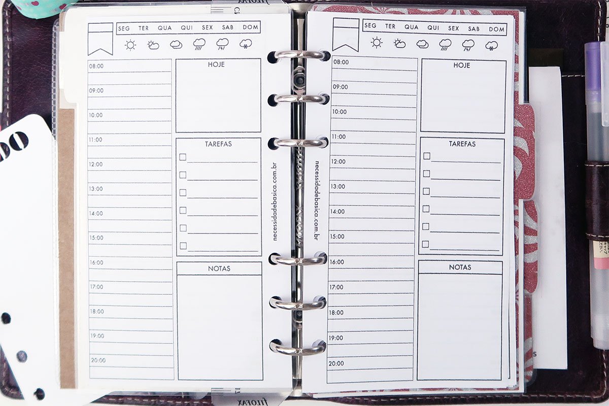 Insert diário para planner personal