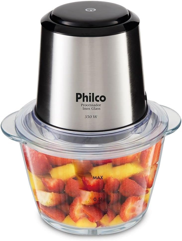 Philco Mini Processador Inox Vidro 1.2L 350W 127V 1,2 Litros