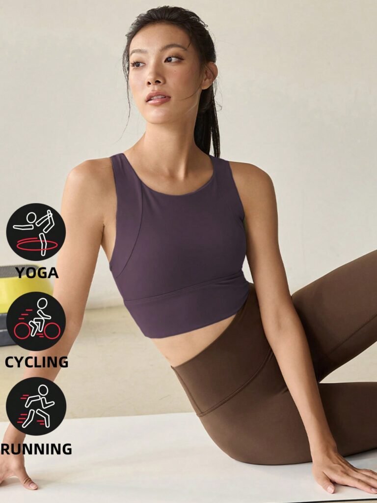 Top Esportivo de Yoga com Absorção de Impacto Fixa, Sutiã de Corrida e Treinamento Fitness Feminino para Primavera e Outono