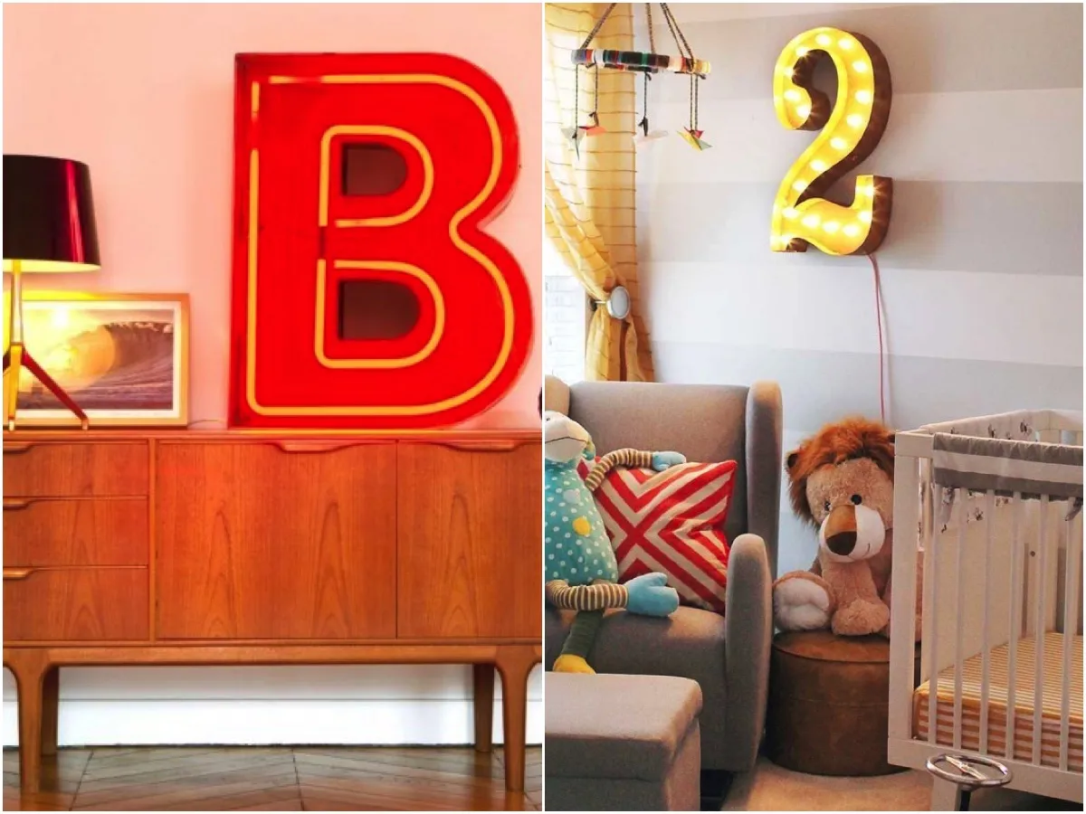 Luminárias de letras