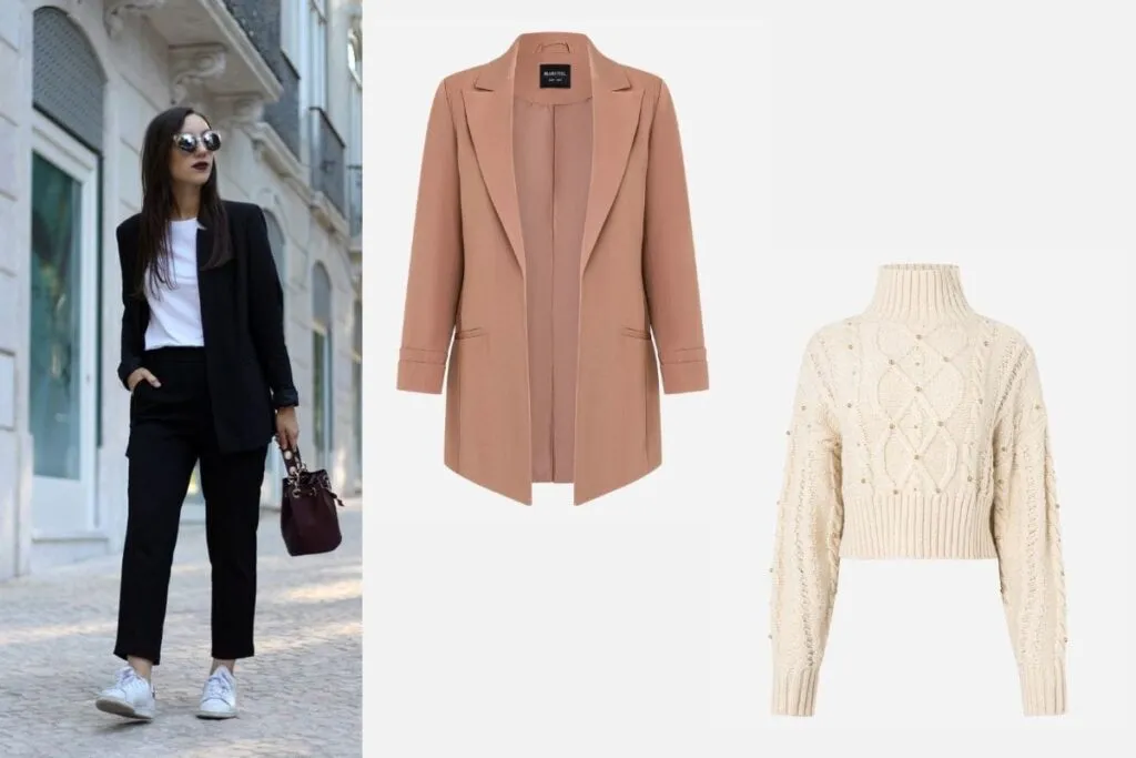 blazer usado com camiseta básica